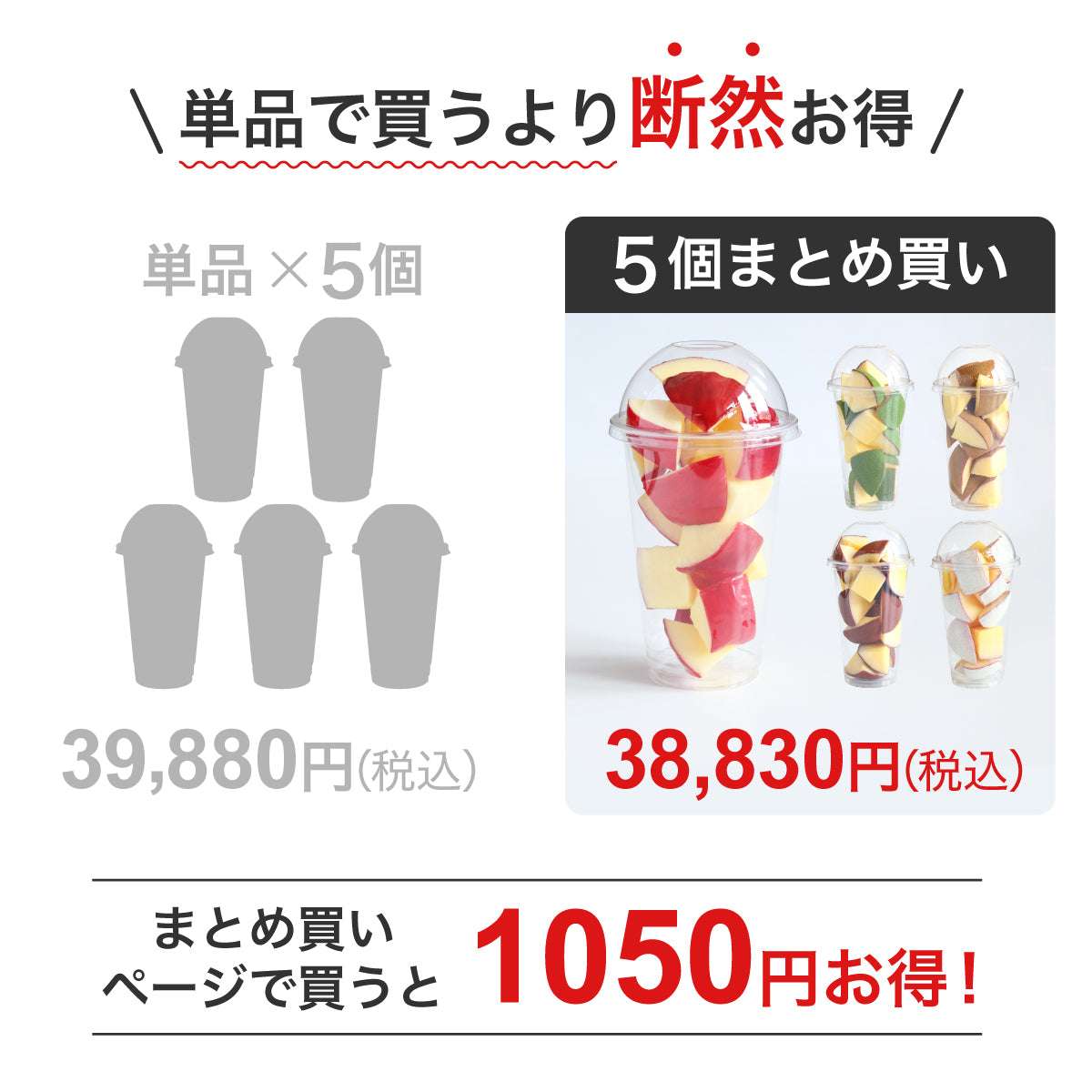 食べられない カットしたシン・りんご飴 5個まとめ買い