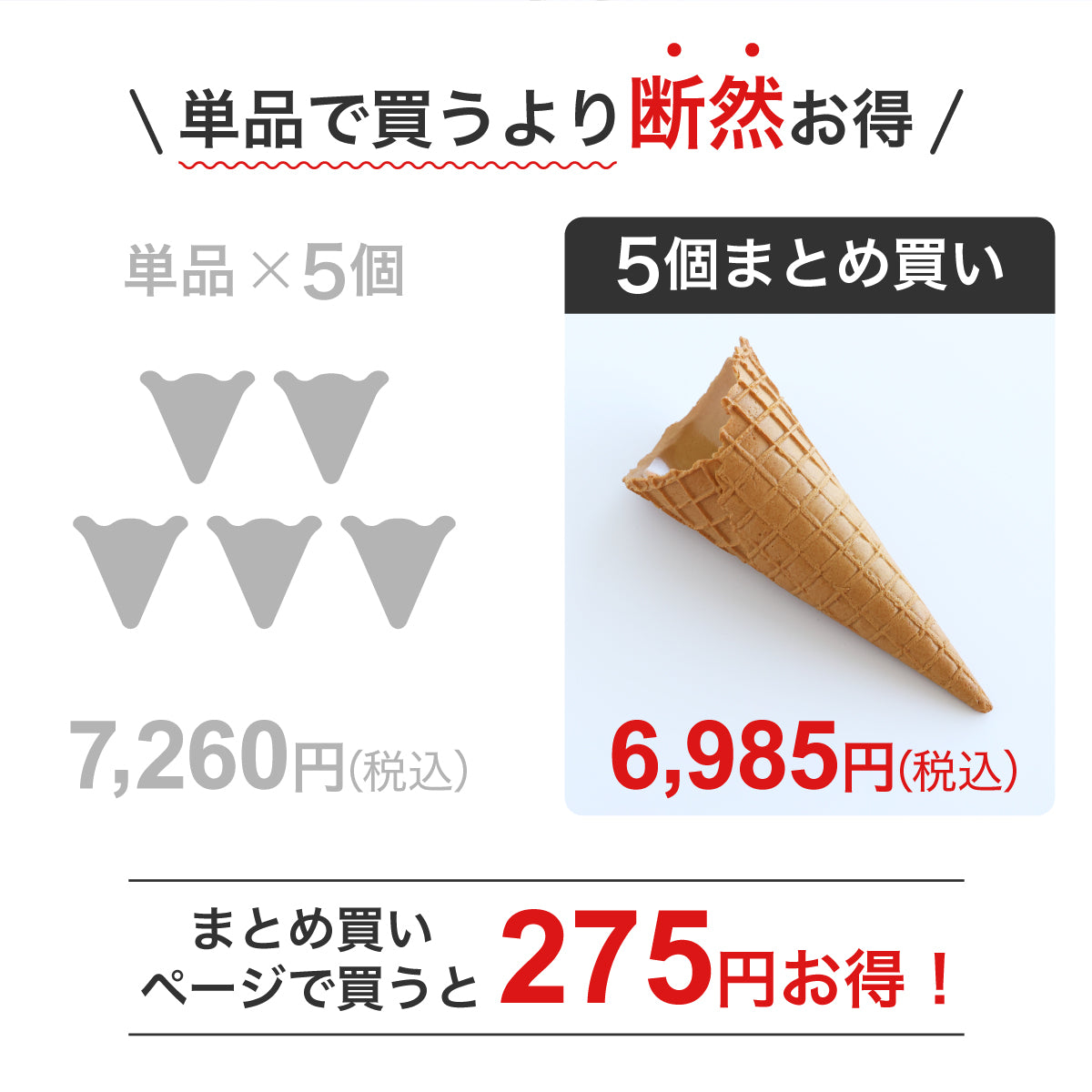 食べられない ワッフルコーン 5個まとめ買い