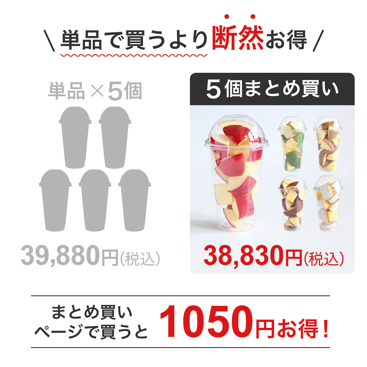 食べられない カットしたシン・りんご飴 5個まとめ買い