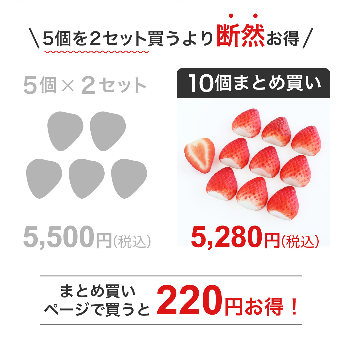 食べられない いちご 1/2 10個まとめ買い